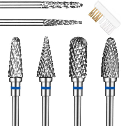 Nail Drill Bits Set Tungsten Steel Nail Bits 1.77 Inches Diamond Cuticle Electric Nail File 6Pcs Nail Art Tools Sanding Bit Set Carbide Remover Bits for Manicure Pedicure Home Salon DIY Apply