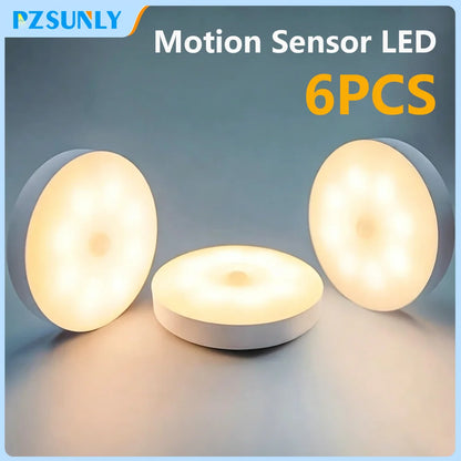 Motion Sensor LED Night Light USB Rechargeable Night Lamp for Kitchen Cabinet Wardrobe Lamp Staircase Wireless LED Closet Light