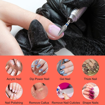 Nail Drill Bits Set Tungsten Steel Nail Bits 1.77 Inches Diamond Cuticle Electric Nail File 6Pcs Nail Art Tools Sanding Bit Set Carbide Remover Bits for Manicure Pedicure Home Salon DIY Apply